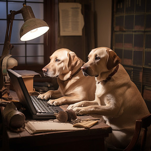 Golden Labradors Texting AI