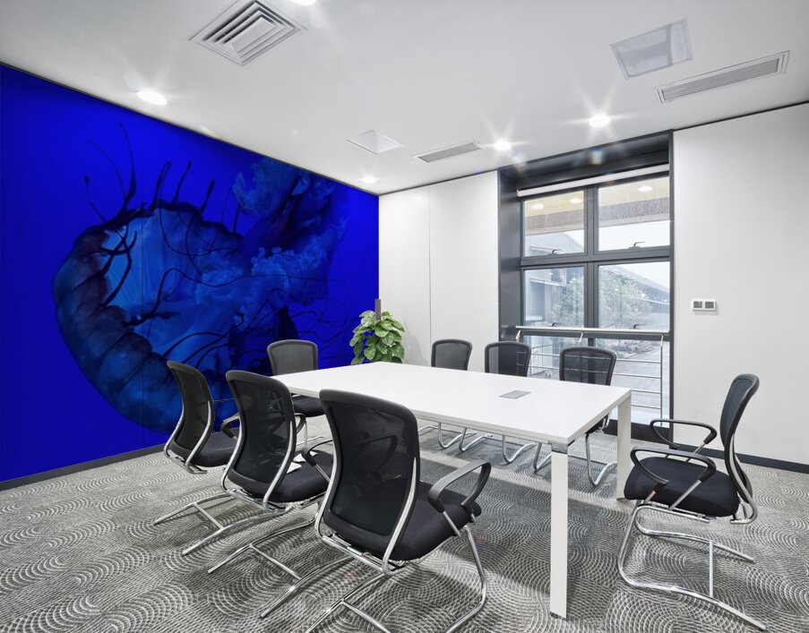Indigo Jellyfish Wall Printing