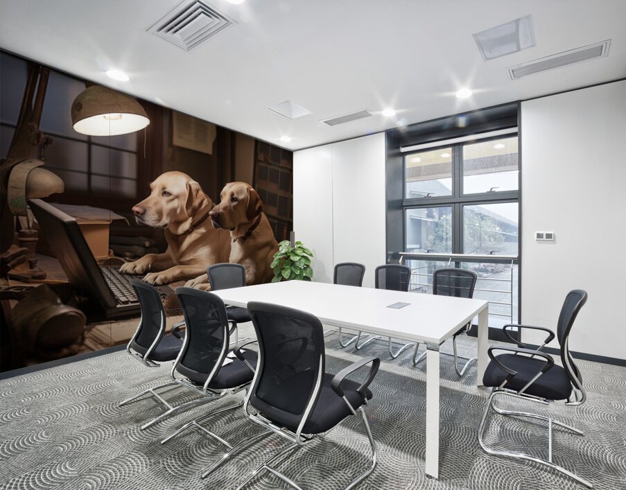 Golden Labradors Texting AI Wall Printing